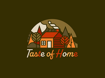 Taste of Home - Event Microbrand badge branding cute design fall flat foliage house identity illustration lockup logo national park script storybook thanksgiving trees typography