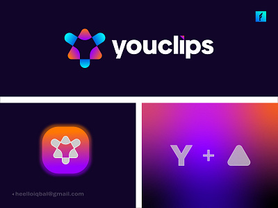 YouClips - Media Logo Design, Play Logo, Video Logo, Media Icon brand identity branding camera colorful logo design editing film freelancer iqbal gradient lettering logo logo design logo designer media icon media kit media player modern logo video maker y letter logo y logo