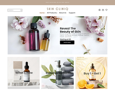 Skin Care Web App Design ui