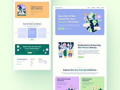 GreenSphere - Environmentalists Community Website UI design green ui web design website design