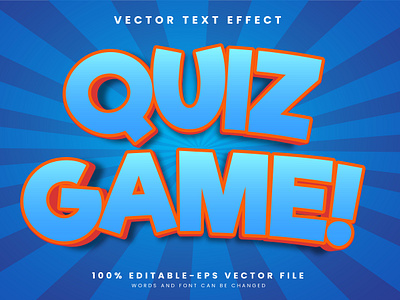 Quiz Game 3d editable text style Template drawing