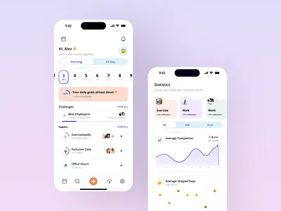 MotiMate - Habit Tracker Mobile App app care design exercise fitness habit habit building app habit tracker health meditation minimal mobile mobile app product design slepping todo ui ui design ux ux design