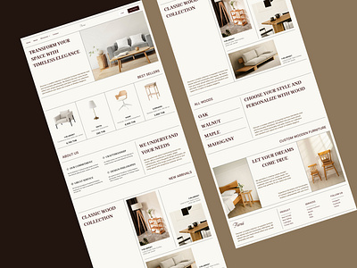 Wooden Furniture Website UI Design brown design furniture ui web design website