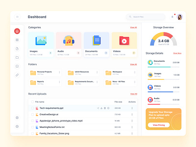 File Manager Web Dashboard UI Design dashboard file manager file system ui web app web design