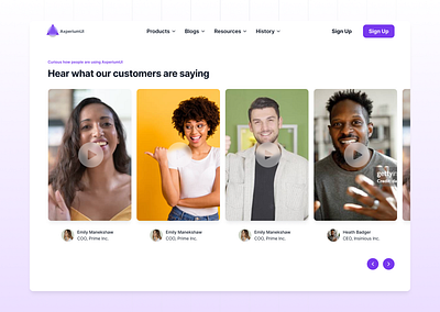 ✤ Video Testimonials Section UI branding design responsive design ui user interface ux