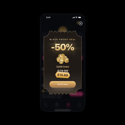 It's that time of the year again 3d app black friday coins deal discount gold graphic design ios mobile offer price ticket ui