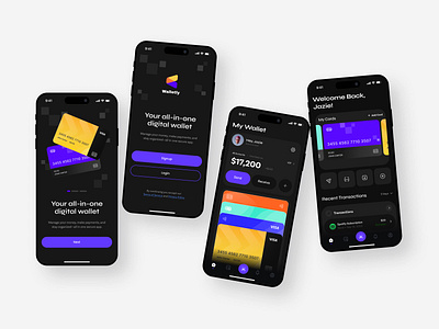 E-Wallet App Dark Mode UI Design app app design design digital wallet e wallet fintech ui