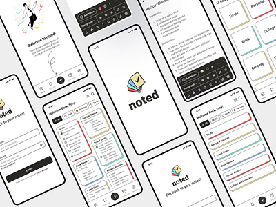 Noted - Note Taking App UI Design app cute design mobile app note taking notes ui