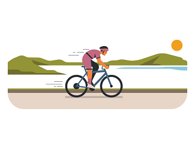 Enjoy the Ride bicycle bike calendar design digital editorial green icon illustration indonesia island lake minimal pastel resort side sport sun vector water