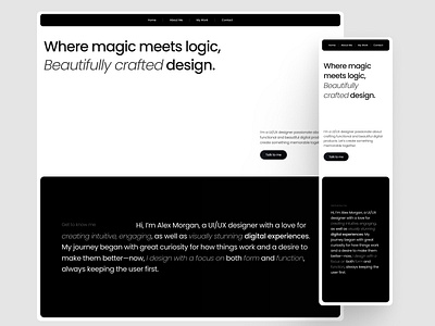 Minimal Portfolio Website Responsive UI Design black black white designer portfolio minimal modern portfolio responsive ui ux portfolio web design website white