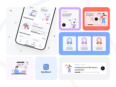 ByteBloom - Tech Skills E-Learning App UI Design app design bento bento ui design e learning ui