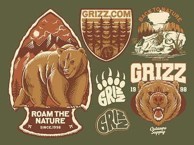 VINTAGE BEAR - DESIGN PACKAGE art badge branding design graphic design illustration logo vector