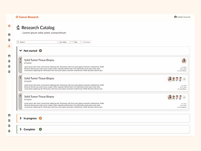 Research Catalog Dashboard product design ui ux design