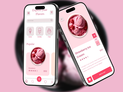 Taste the Design: Ice Cream Website UI Project dribbbleshots foodwebsite icecreamui landingpage uiuxdesign webdesign