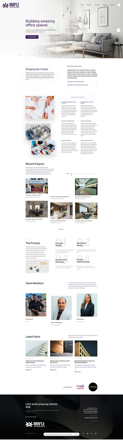 The Maple Interiors Website Homepage design ui website design