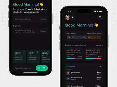 Arka - AI-Powered Expense Tracker ai bot cards chatgpt dark expenses ios minimal money savings