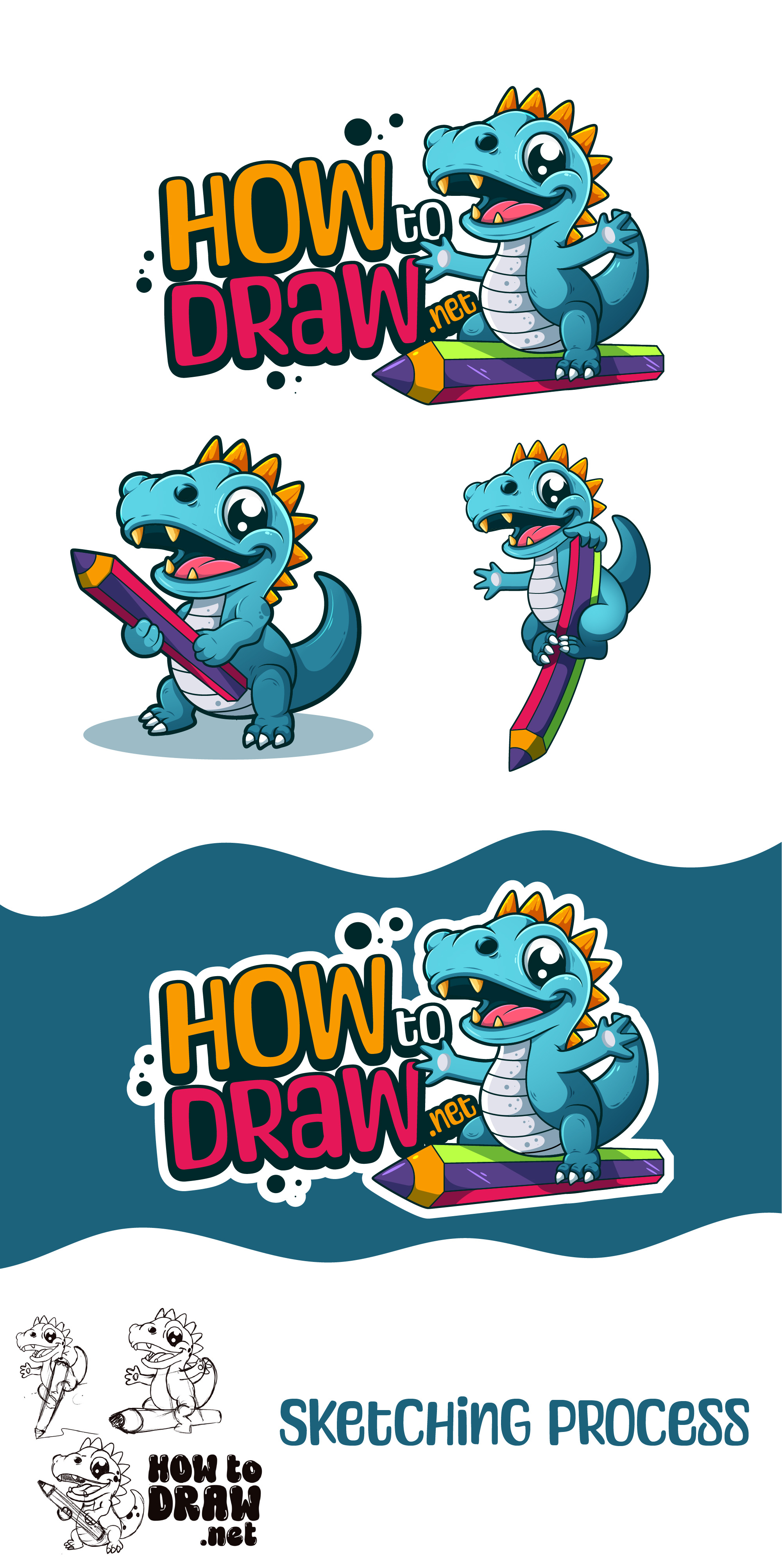 How to Draw .net cartoon dinosaurs cartoon logo mascot logo preschool logo