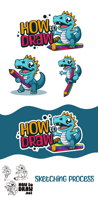 How to Draw .net cartoon dinosaurs cartoon logo mascot logo preschool logo