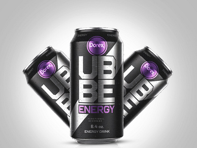 Energy Drink can design black and purple drink packaging graphic design metallic can product label