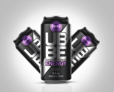 Energy Drink can design black and purple drink packaging graphic design metallic can product label