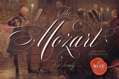 The Mozart Script american classic copperplate early elegant engrossers handwriting mozart font opentype pua script spencerian swashes the mozart script wedding font wedding invitation