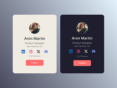 Minimalistic Profile Card with Light & Dark Modes graphic design typography ux app ui