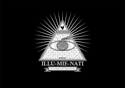 Illu-Mie-Nati branding chicken culinary eye food graphic design illuminati illustration logo noodle pyramid vector