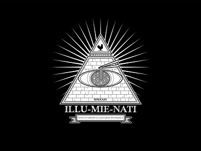 Illu-Mie-Nati branding chicken culinary eye food graphic design illuminati illustration logo noodle pyramid vector