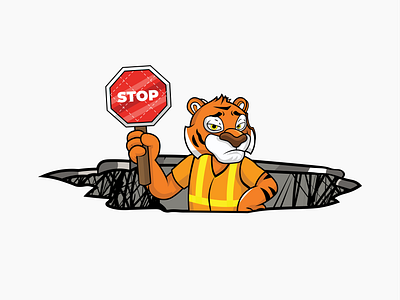 Road Safety Tiger 🐯 animalfusion branding cartoon animal cartoonart caution character design characterdesign construction design digital illustration digitalillustration graphicdesign illustration illustratorart road maintenance road work safety mascot stop sign tiger illustration traffic safety