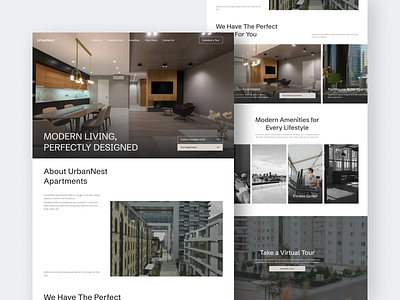 Modern Living Landing Page app clean design fireart house live rent ui ux