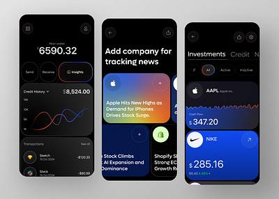 Finance app - UX/UI design for the digital payment platform app app design banking app clean ui color dark ui design finance app ios minimal design mobile app typography ui uiux ux wallet app wireframe