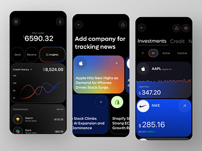 Finance app - UX/UI design for the digital payment platform app app design banking app clean ui color dark ui design finance app ios minimal design mobile app typography ui uiux ux wallet app wireframe