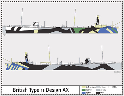 British Type 11, Design AX - Dazzle Camouflage, 1917 camouflage dazzle illustration