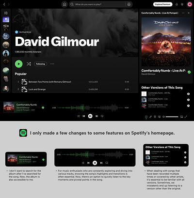 Designing a Few Features for Spotify interaction design product design redesign spotify ui ui design ux ux design