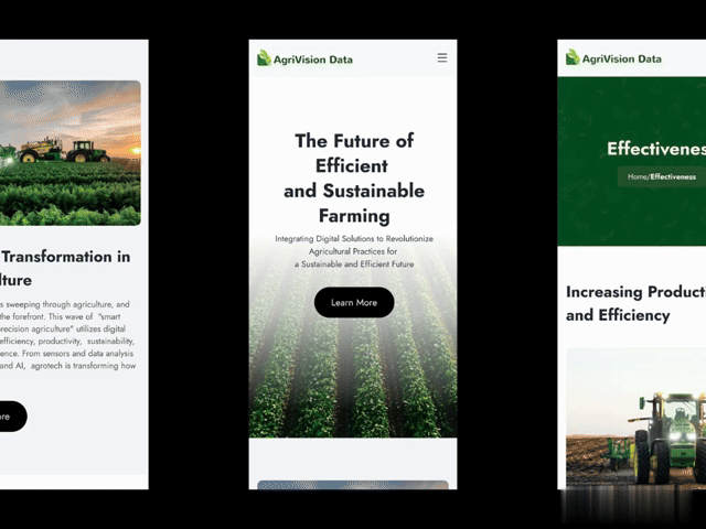 AgriVision Data - Responsive Agriculture Website Design agriculture agriculture website agritech agro clean design data driven solutions farm management farming insights informative website modern agriculture responsive design sustainable agriculture uiux design web design