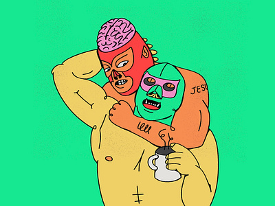 Coffee first character design coffee mask mexican monday strangle struggle wrestling