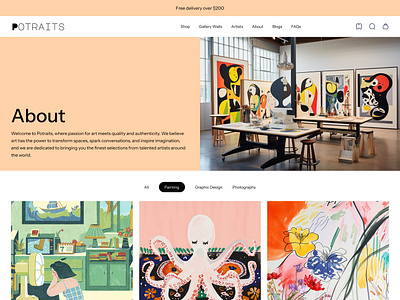 About Us Page for ArtMarketplace about us art landing page artist artmarketplace ecommerce