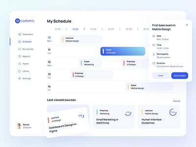 Schedule Dashboard design ui ux