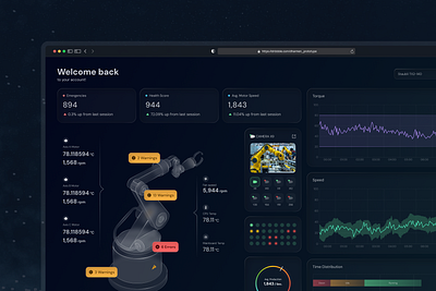 Robotic Arm Digital Twin Concept (Enterprise Client) 3d interface ai asset monitoring dark ui digital twin enterprise ui iiot interface iot next gen ux robotic arm saas dark saas ui smart factory smart monitoring