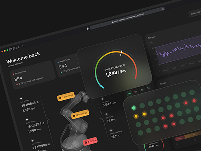 Robotic Arm Digital Twin Concept (Enterprise Client) 3d interface ai asset monitoring dark ui digital twin enterprise ui iiot interface iot next gen ux robotic arm saas dark saas ui smart factory smart monitoring