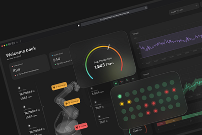 Robotic Arm Digital Twin Concept (Enterprise Client) 3d interface ai asset monitoring dark ui digital twin enterprise ui iiot interface iot next gen ux robotic arm saas dark saas ui smart factory smart monitoring