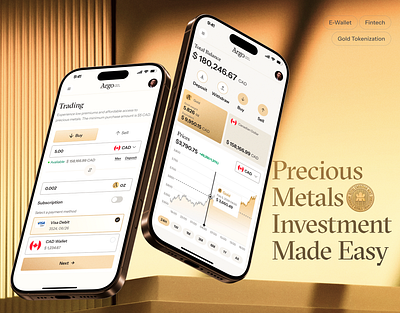 Fintech gold investments mobile app UI/UX app design buy gold ewallet exchange app finance fintech gold balance gold trading gold wallet investment app ios mobile app precious metals product design sell gold uiux web design