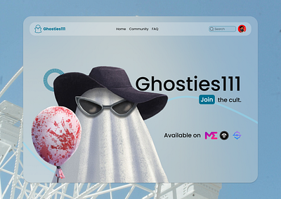 Ghosties NFT Landing Page 3d graphic design logo motion graphics ui