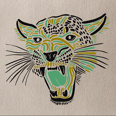 // Leopard carricature character drawing illustration leopard poster procreate