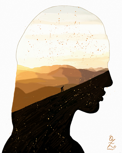 Side Face Landscape Illustration by Oz Galeano art arte design dibujo digitalart drawing face illustration landscape ozgaleano portrait retrato