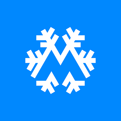 M + Snowflake Logo brand identity branding design graphic design ice logo logo logomark logotype m m logo snow logo snowflake logo