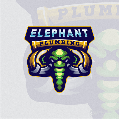 Elephant Plumbing Logo branding design elephant plumbing logo graphic design identity illustration logo mark plumber plumbing service tshirt vector