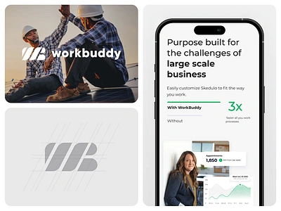 Logo and website for a service company | WorkBuddy design identity interface interface design logo logotype mobile mobile version product product design service service platform sign startup ui ux uxui visual identity web design website