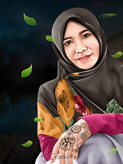 Hijab Portrait Vexel Art Illustration design graphic design illustration vector art vexel vexel art vexelart