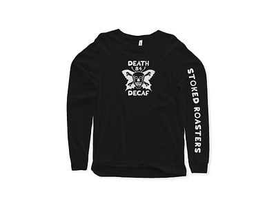 Death B4 Decaf apparel brand coffee coffee design crossbones death moth design drawing graphic design illustration longsleeve shirt design skull stoked texture type vector